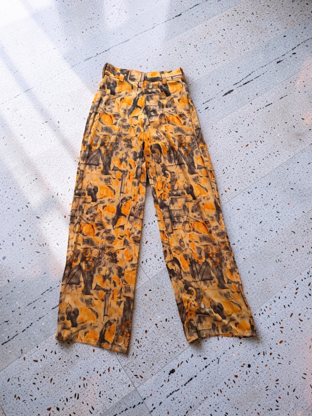 Vintage Abstract Print High Waist Trousers Size 4/6 - Picture 3 of 5